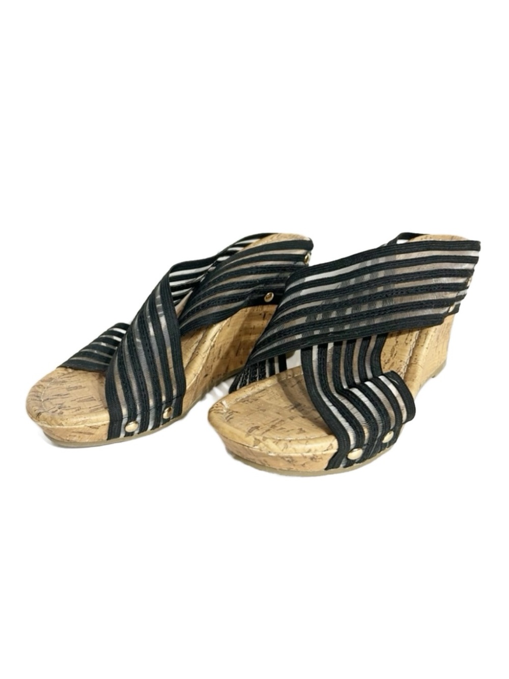 Canyon River Blues Black and Tan Strappy Wedges